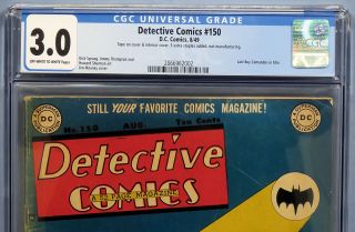 DC Detective Comics 150 Batman CGC 3.  0 OW/W Pages Mooney Last Boy Comandos 1949 2