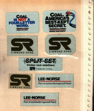 8 Different Lee Norse - Ingersoll - Rand Coal Mining Sticker 502