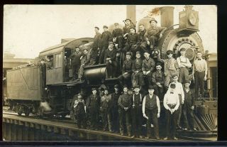 Rppc Real Photo Postcard Railroad Workers On Train Northumberland Pa 1910 1