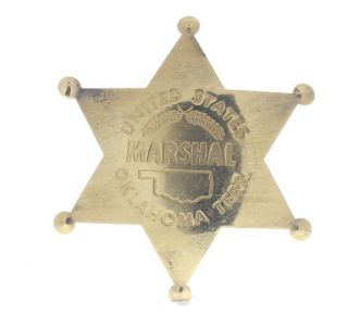 Embossed United States Us Marshal Oklahoma Terr Shiny Solid Brass Badge Pin