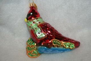 Christopher Radko " Cardinal " Christmas Ornament Made In Poland