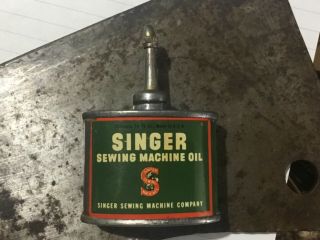 Small Antique Singer Sewing Machine Oil Lead Top Oiler Tin Can.  1 1/3 Oz