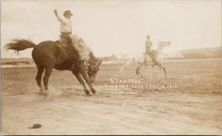 Calgary Stampede 1912 Rodeo Bucking Horse Cowboy Ab Marcell Rppc Postcard E66