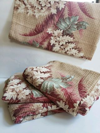 Vintage 1940s Barkcloth Curtains Drapes Mcm Fabric Textiles Peach Pink Floral