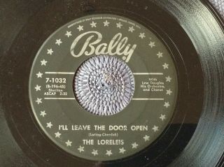 The Loreleis - Leave The Door Open Rare Us 1957 / Female Group Doo Wop / Ex,