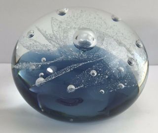 Dynasty Gallery Heirloom Clear Glass Globe Paperweight Periwinkle Blue