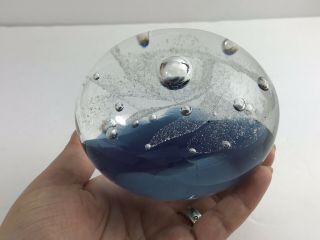 Dynasty Gallery Heirloom Clear Glass Globe Paperweight Periwinkle Blue 3