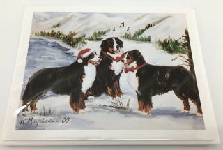 Bernese Mountain Dogs Berners Christmas Holiday Blank Note Cards Set Of 8