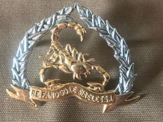 Scarce Bophuthatswana Army Bafokeng Base Bi Metal Cap Badge South Africa