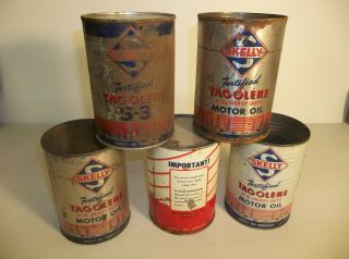 VINTAGE SKELLY 1 QT.  OIL CANS GAS AND OIL SKELLY OIL STATION 2