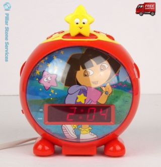 Dora The Explorer Red Digital Am Fm Radio Alarm Clock - -