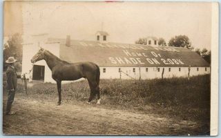 1909 Neligh Ne Photo Rppc Postcard Harness Racing Horse " Shade On " Dekayville Pl