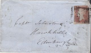 1850 Qv Rare Rhynie Village Udc On Aberdeen Cover With A 1d Penny Red Stamp