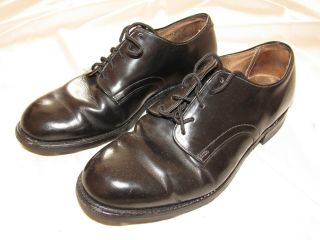 Vtg 80s 1989 Us Army Walker Shoe Co.  Black Leather Oxford Sz 9 W Military Navy