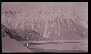(1) Early 1900s Film Negative,  Looks Like Skagway,  Alaska,  Mountain,  River