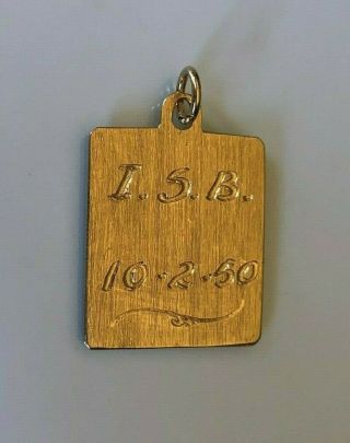 Vintage 18k solid rose gold Pendant Fob charm 4.  66g / C1950 3