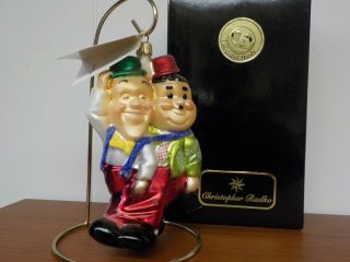 Radko " Exit Stage Right " Laurel & Hardy Christmas Ornament Stand,  Box,  Tags Incl.