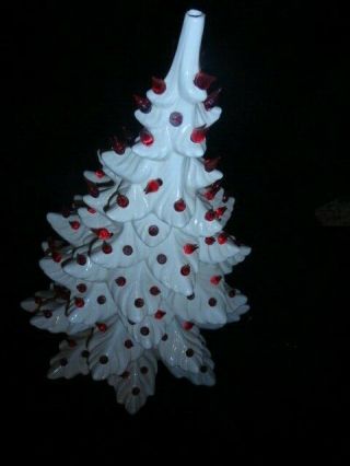 Vintage Atlantic Mold Ceramic Light Up White Christmas Tree 4 Tier 22 " Tall