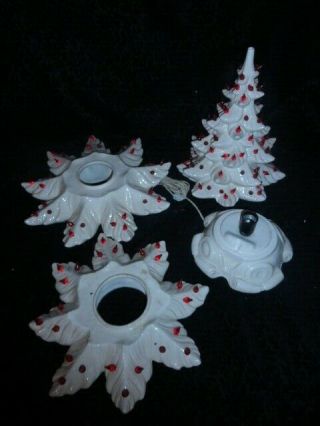 Vintage ATLANTIC MOLD Ceramic LIGHT UP WHITE CHRISTMAS TREE 4 Tier 22 