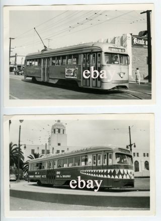 4 Photographs Los Angeles Streetcar Trolley Buses B&w 4 X 6 Inches
