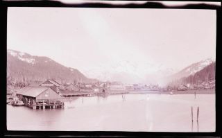 (1) Early 1900s Film Negative,  Looks Like Skagway,  Alaska,  Water/dock Scene - 1