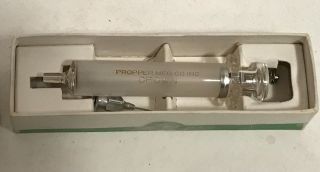 Antique Propper Crown Mfg 5 Cc Luer Glass Tip Hypodermic Syringe With Needle