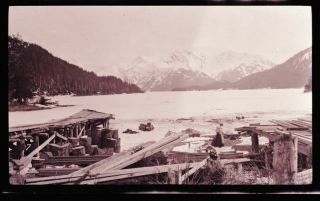 (1) Early 1900s Film Negative,  Looks Like Skagway,  Alaska,  Water/ice Scene