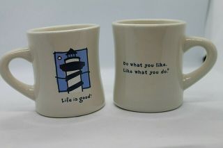 Life Is Good By Good Home Lighthouse Diner Style Mugs Set Of 2