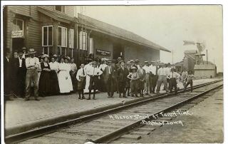 Bagley Iowa " Milwaukee Depot " Rppc Real Photo Postcard Station Railroad Train