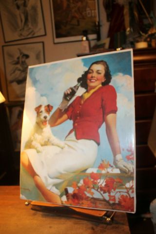 1997 Coca Cola 16x20 Poster Girl With Dog Reprint 1950 