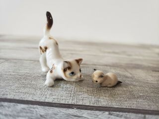 Miniature Vintage Bone China Cat & Kitten