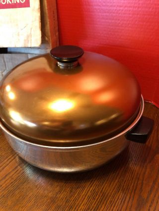 Vintage Regal Ware Tan 12 1/2” Round Roaster with Lid 6 Qrt.  W/Box 2