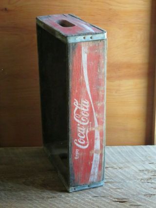 1972 Chattanooga Red Wooden Coca - Cola Coke Soda Wood Crate Caddy Box Shadow Box
