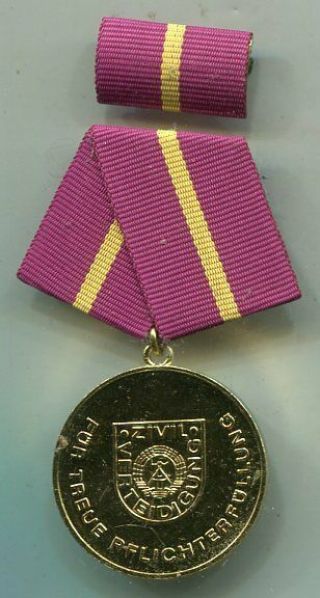 East German Civil Defense Gold Medal For 30 Years Service