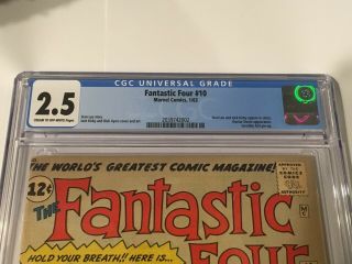 Fantastic Four 10 CGC 2.  5 Stan Lee Jack Kirby Appearance 2