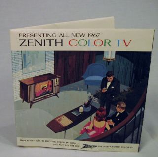 1967 Zenith Color Tv Brochure Fold - Out Poster 25 " X 25 " Vintage Advertising