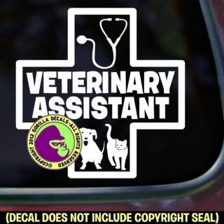 Veterinary Assistant Vinyl Decal Sticker Vet Tech Cat Dog Clinic Car Window Sign