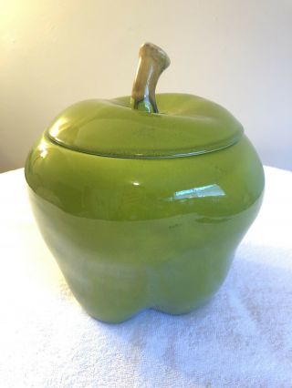 Vintage Doranne California Green Apple Granny Smith Cookie Jar Lidded 1980s Usa