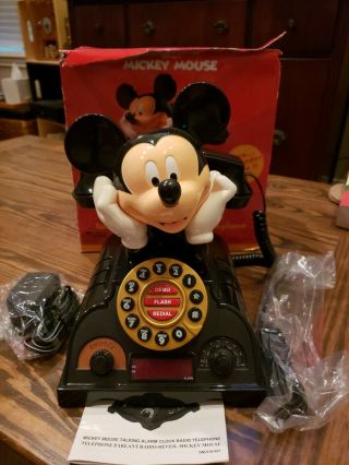 2002 Disney Mickey Mouse Talking Alarm Clock Radio Telephone Phone
