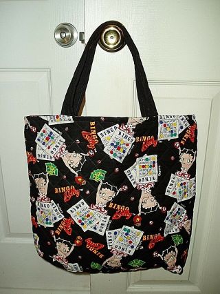 Unique & Rare,  " Betty Boop Large Cloth Print Bingo Handbag / Purse "