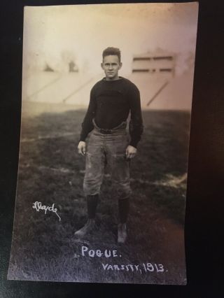 Rppc University Illinois Fighting Illini Football Player Pogue 1913 Varsity