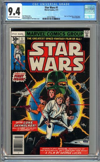 Marvel Comics Star Wars 1 - Cgc 9.  4 Ow/wp Nm 1977