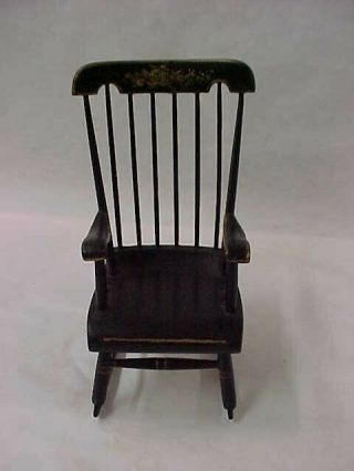 Early Hand Made Dollhouse Hitchcock Rocker,  Outstanding,  Signed H B L ?