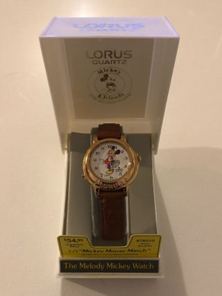 Nib Vintage Disney Mickey Mouse March Musical Watch Lorus Rare Great