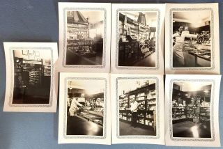 7 Vintage Hutchinson Kansas Photographs Drug Store Soda Fountain Photo’s 3”x4”