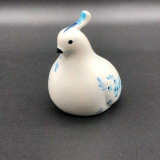 Ceramic Bell Quail Figurine Blue On White Floral Design Unknown Brand