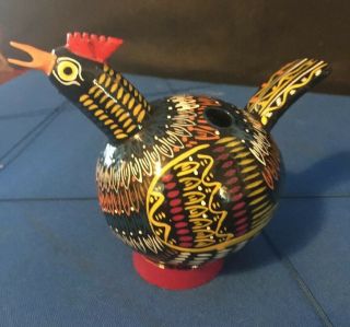 Hand Painted Primitive Folk Art Rooster Doll Gourd