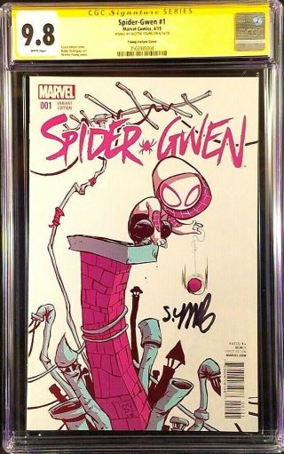 Spider - Gwen 1 Cgc Ss 9.  8 Skottie Young Variant Man Venom Ghost Marvel Comics
