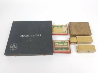 Vintage Glass Microscope Sildes,  Case,  & Coverings Adams & Western Machinery Co.