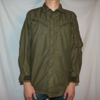Vintage Us Army Military Shirt Scovill Zipper Khaki